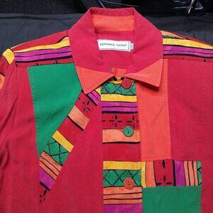 Vintage Howard Wolf Tribal Color Block Button Shirt